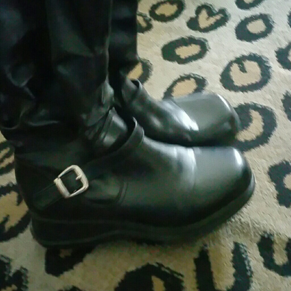 Black leather boots